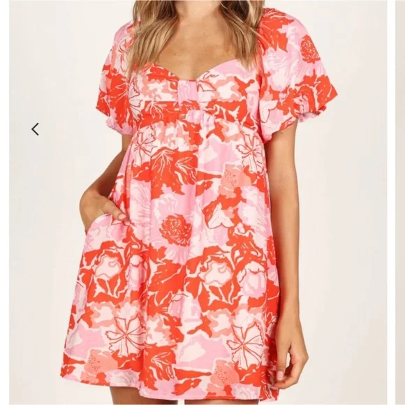 Petal & Pup Maggie Mini Dress - Pink/Red Floral - Picture 2 of 7